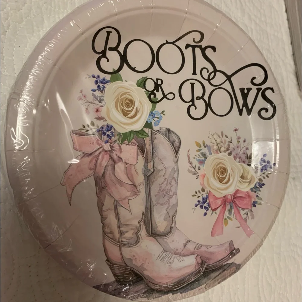 Western Party Tableware Set - Pink and Cream
